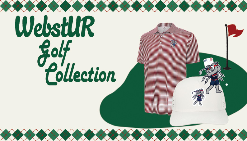 A golf course with Richmond Merchandise laying on the green